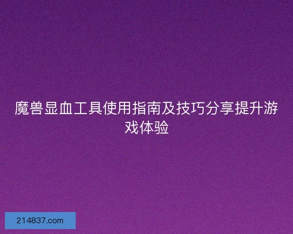 魔兽显血工具使用指南及技巧分享提升游戏体验