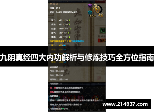 九阴真经四大内功解析与修炼技巧全方位指南